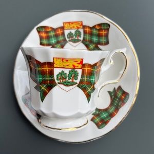Prince Edward Island tartan tea cup & saucer, English bone china, by Elizabethan